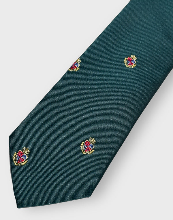 Corbata seda jacquard escudos verde