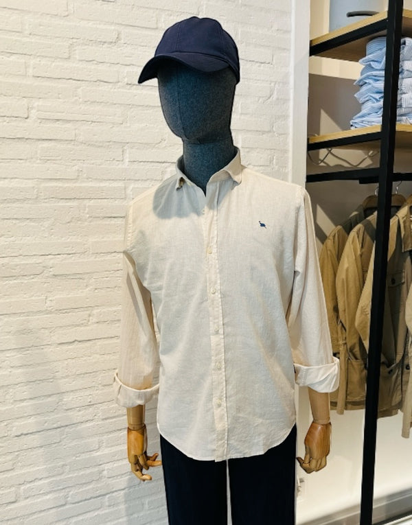 Camisa mezcla lino algodón beige