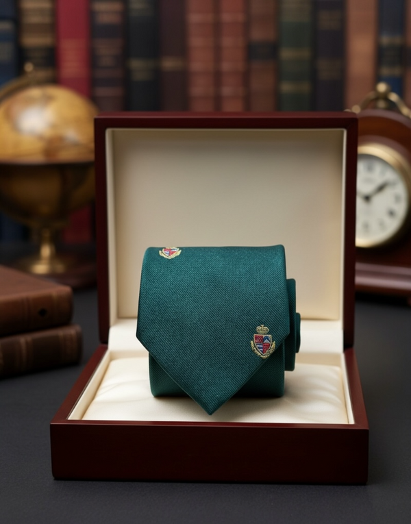 Corbata seda jacquard escudos verde