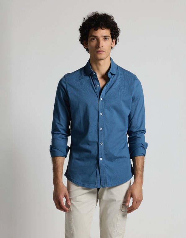 Camisa de punto azul marino