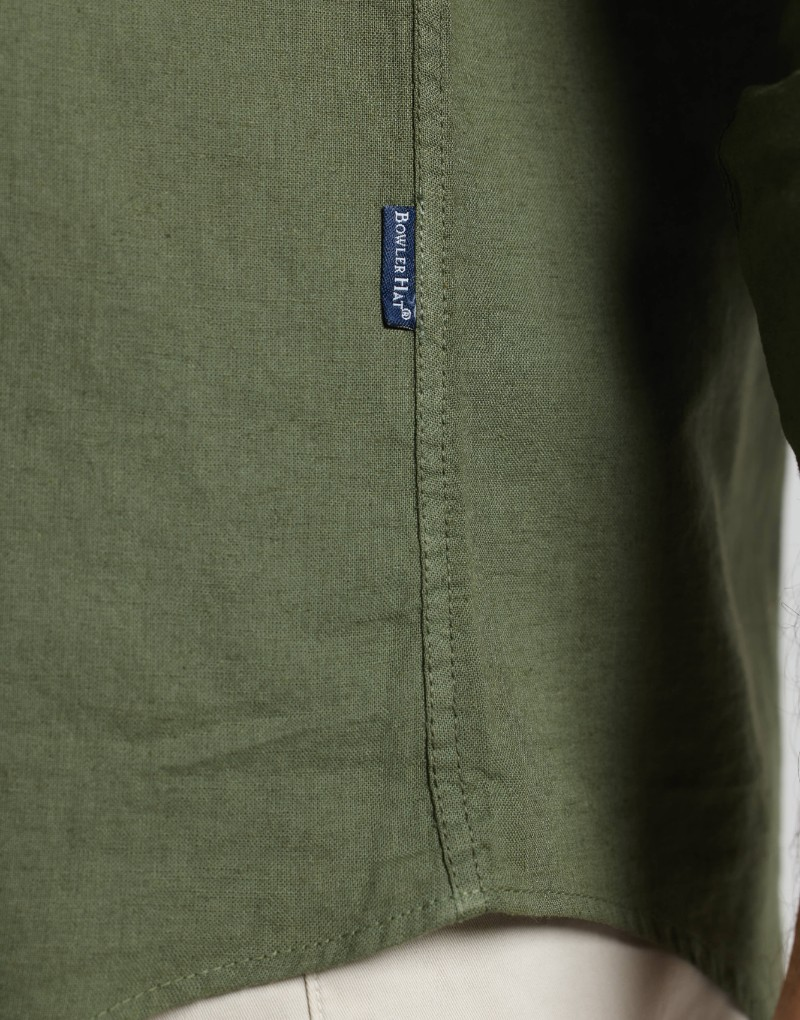 Camisa mezcla lino algodón khaki