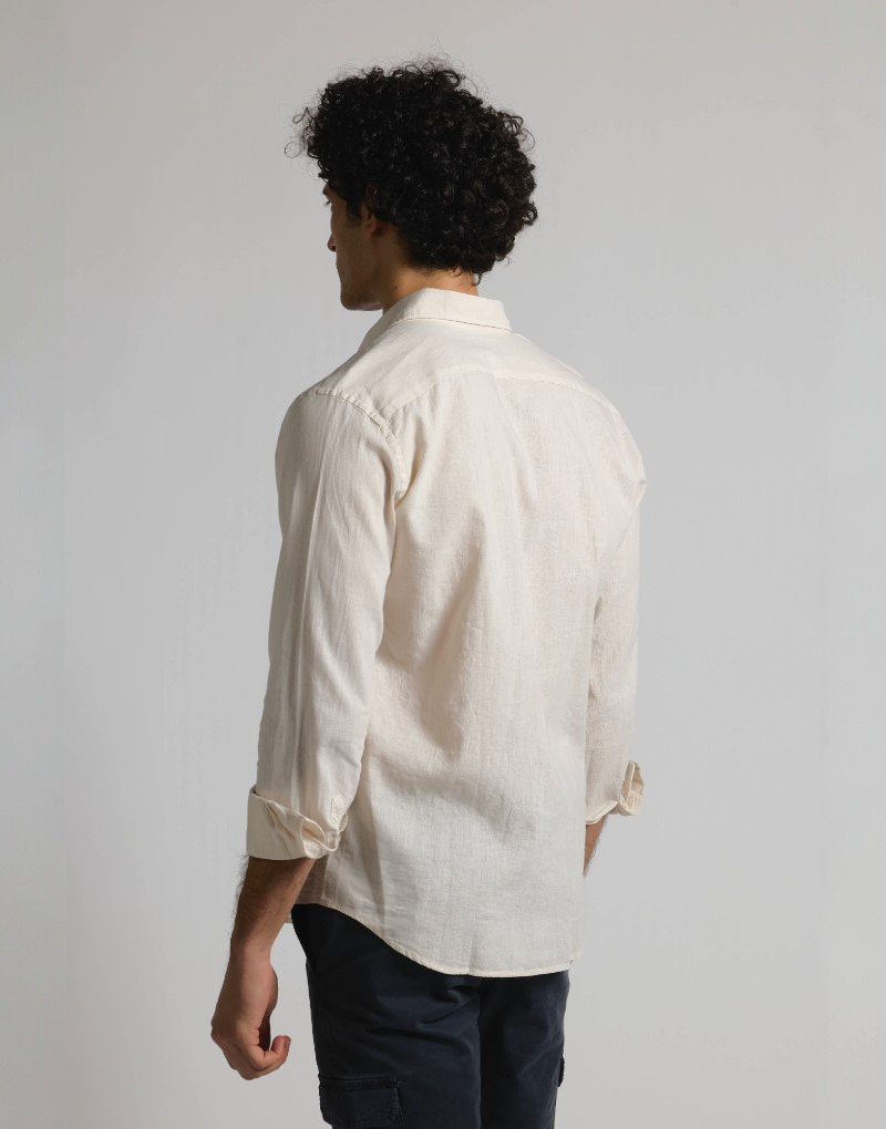 Camisa mezcla lino algodón beige