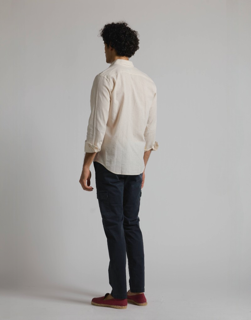 Camisa mezcla lino algodón beige