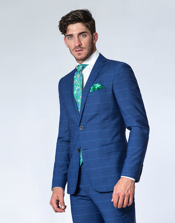 Traje cuadro azul