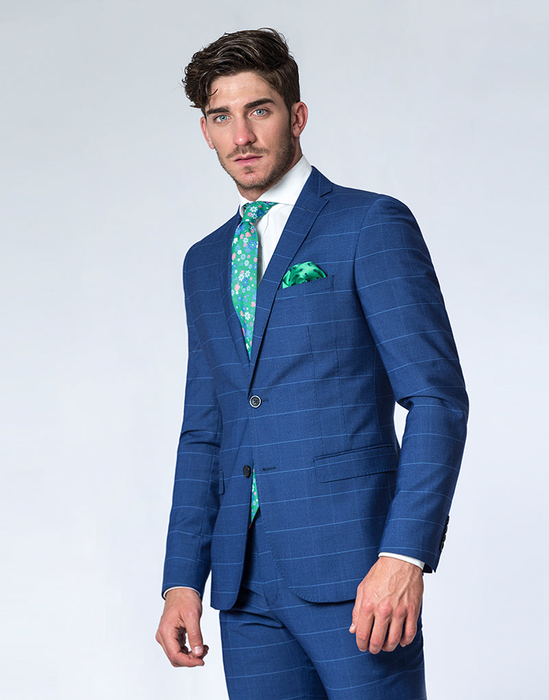 Traje cuadro azul
