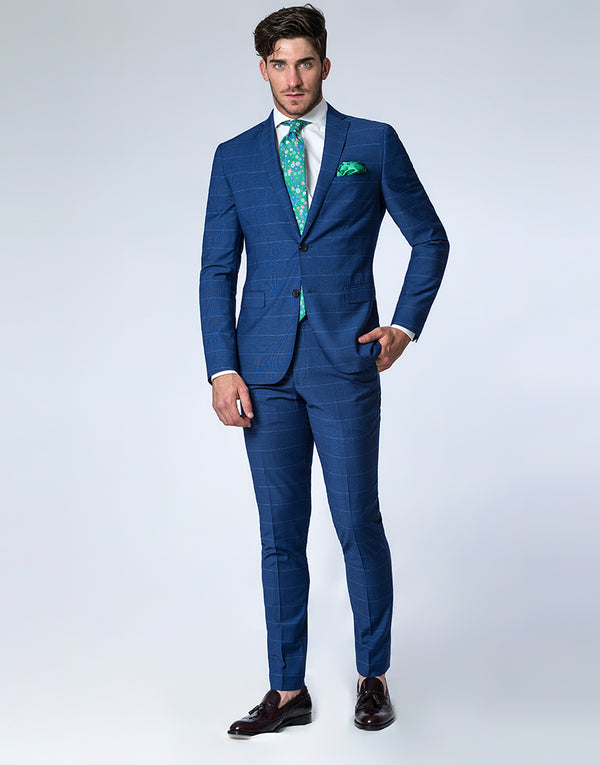 Traje cuadro azul