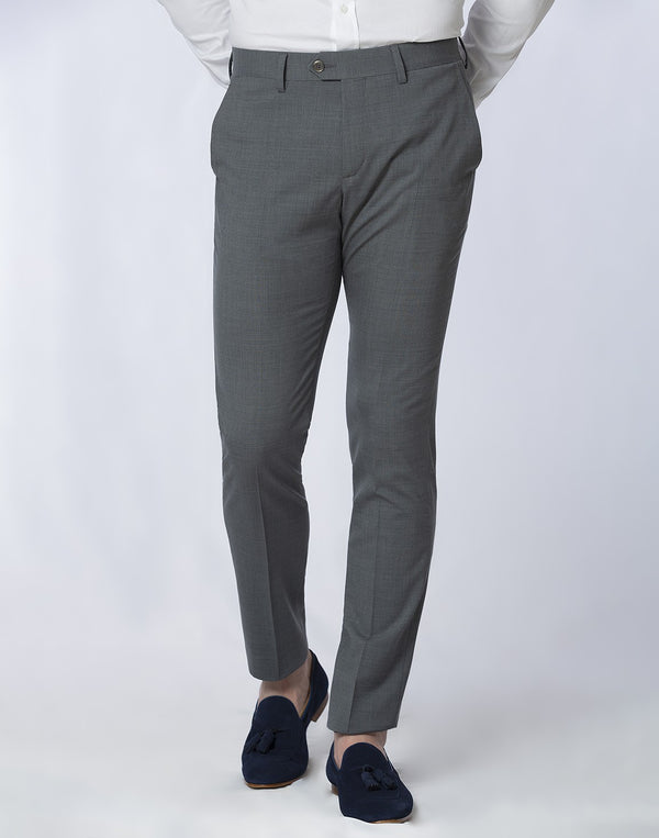 Pantalón vestir tejido de verano slim fit gris.