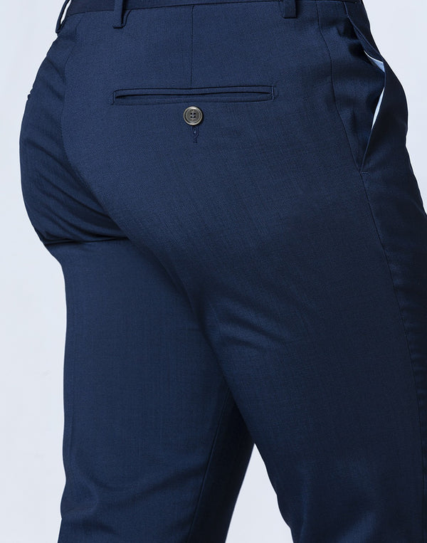 Pantalón vestir tejido de verano slim fit azulón.
