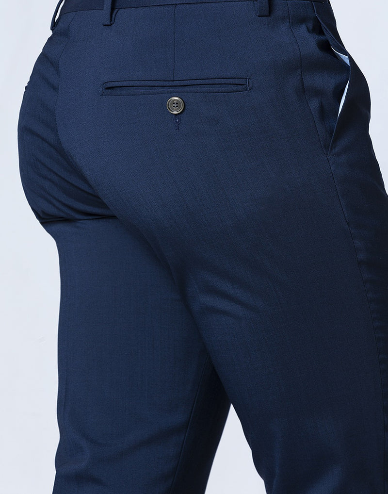 Pantalón vestir tejido de verano slim fit azulón.