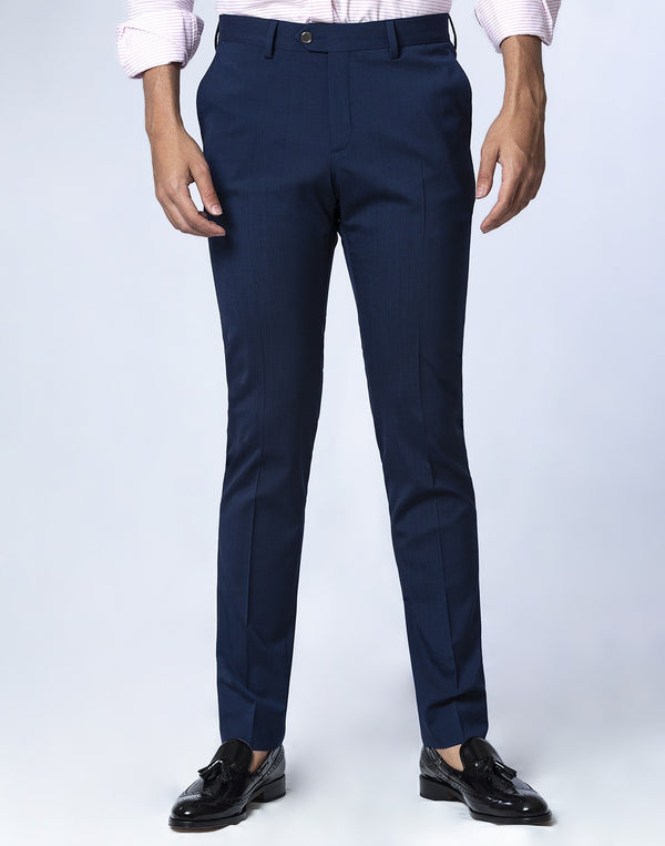 Pantalón vestir tejido de verano slim fit azulón.
