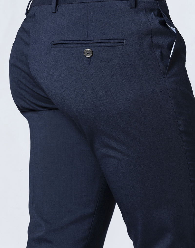 Pantalón lana azul marino slim fit
