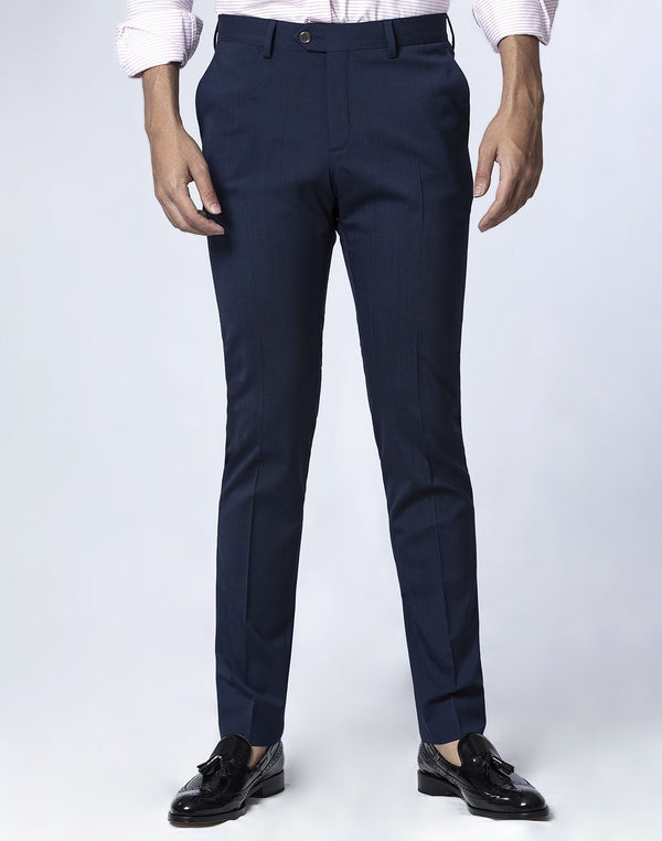 Pantalón lana azul marino slim fit