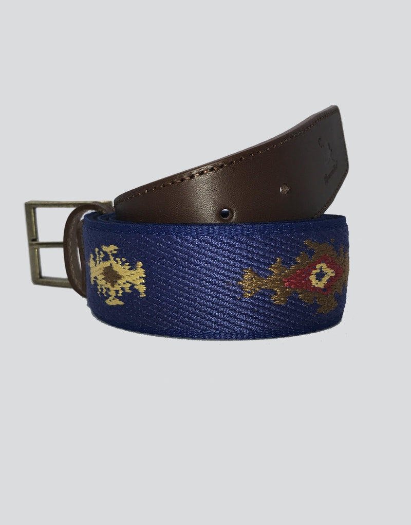 Cinturón estampado maya azulón