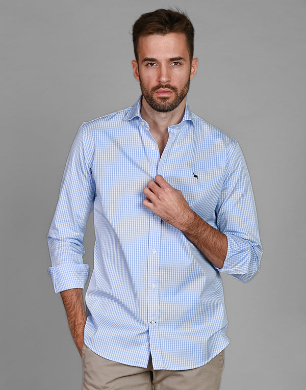 Camisa vestir cuadro vichy azul