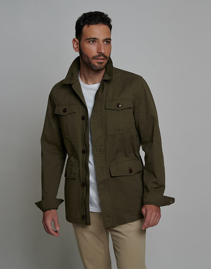 Chaqueta tipo militar topo