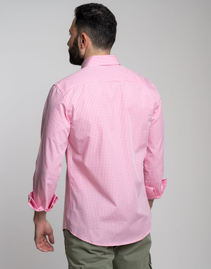 Camisa cuadros vichy rosa