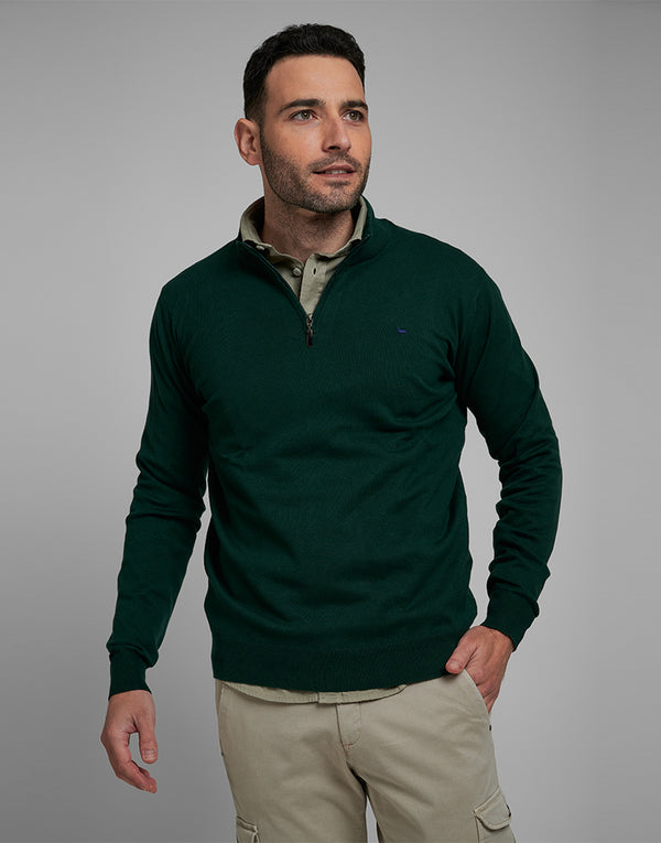 Jersey cuello chimenea verde botella