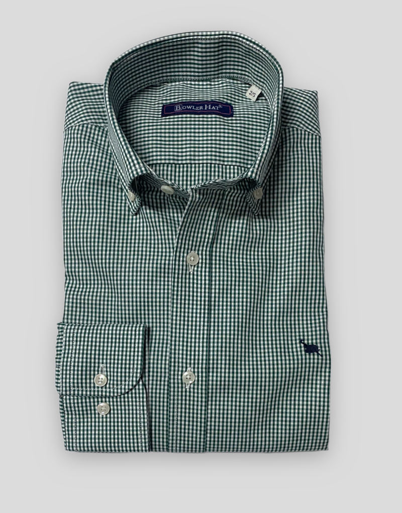 Camisa popelin cuadros vichy verde botella