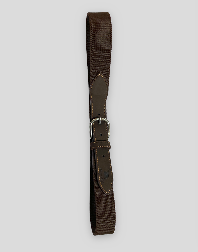 Cinturón lona elastico liso marrón