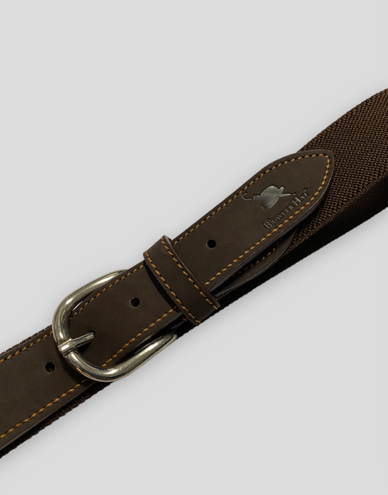 Cinturón lona elastico liso marrón