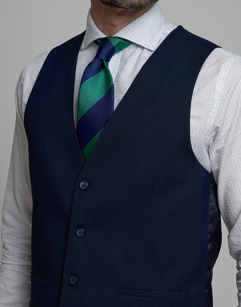 Traje chaleco cuadro gales azul marino