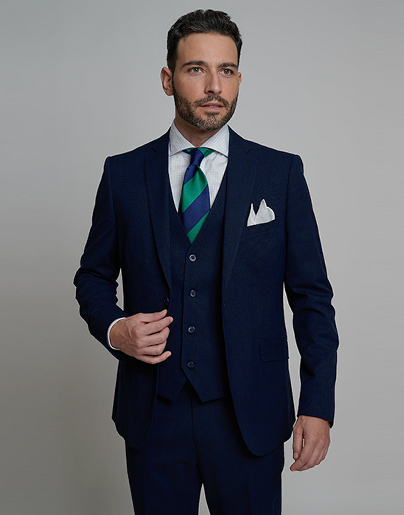Traje chaleco cuadro gales azul marino