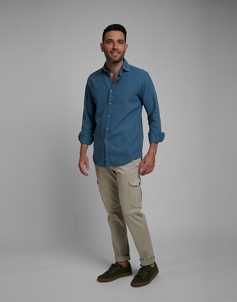 Camisa sport estructura lavada azul azafata