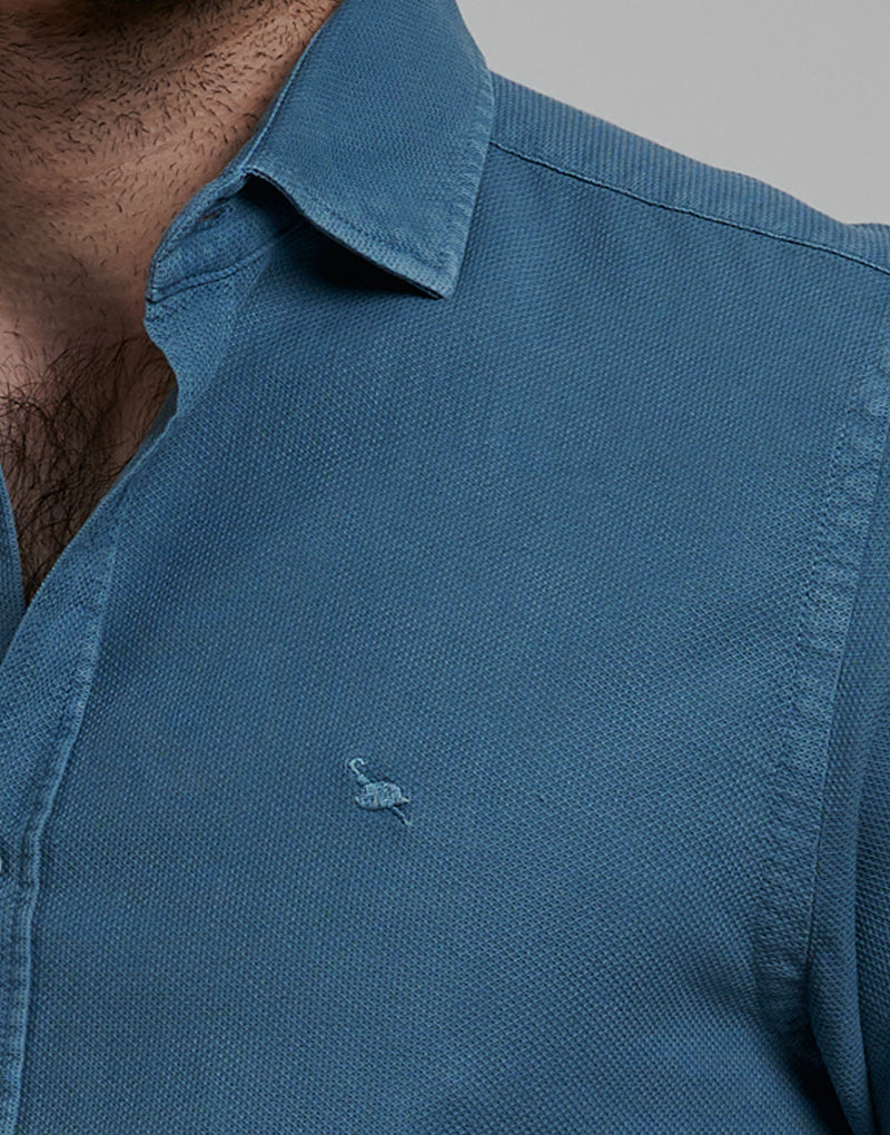 Camisa sport estructura lavada azul azafata